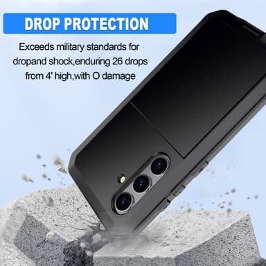 Samsung Galaxy S25+ (Plus) Heavy Duty silikon + metalldeksel Shell + herdet glass