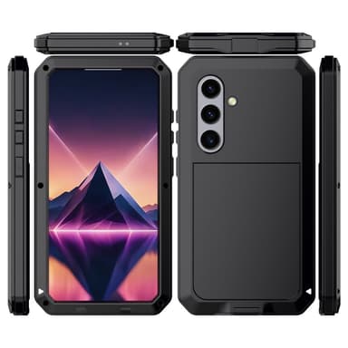 Samsung Galaxy S25+ (Plus) Heavy Duty silikon + metalldeksel Shell + herdet glass