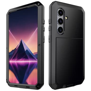 Samsung Galaxy S25+ (Plus) Heavy Duty silikon + metalldeksel Shell + herdet glass