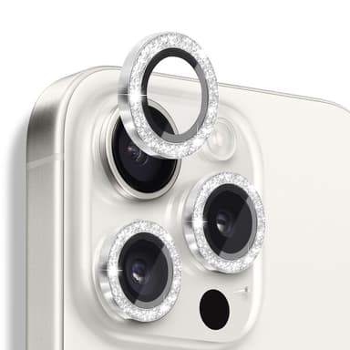 NORTHJO kameralinsedeksel med glitter til iPhone 16 Pro/16 Pro Max, herdet glass og metall