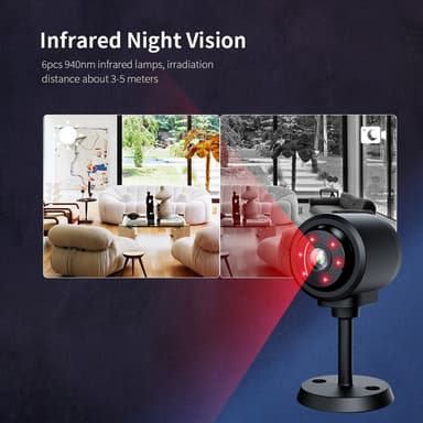 WiFi-sikkerhetskamera Night Vision Motion Detection 130 graders vidvinkel overvåking