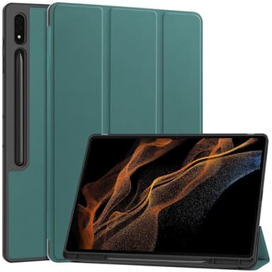 Til Samsung Galaxy Tab S10 Ultra Stativveske Støtsikker med Pennholder - Grønn