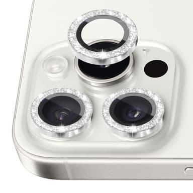 NORTHJO kameralinsedeksel med glitter til iPhone 16 Pro/16 Pro Max, herdet glass og metall