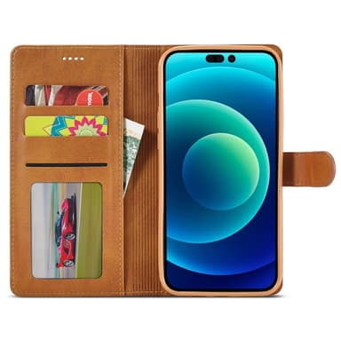 LC.IMEEKE Lommebok-deksel til iPhone 15 - Brun