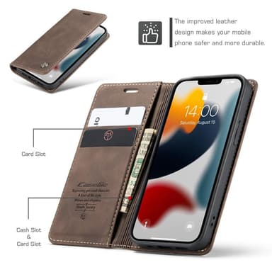 CASEME Lommebok-deksel iPhone 13 - Kaffe