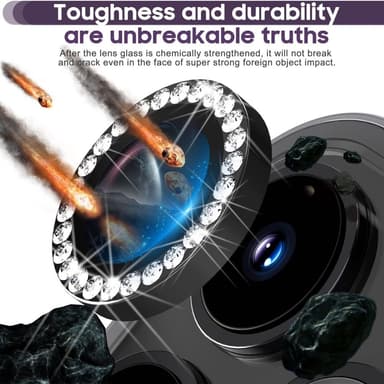 For iPhone 16 Pro 16 Pro Max kameralinsedeksel herdet glass+metallring - svart
