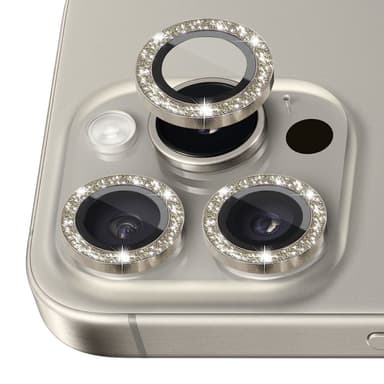 NORTHJO kameralinsedeksel med glitter til iPhone 16 Pro/16 Pro Max, herdet glass og metall