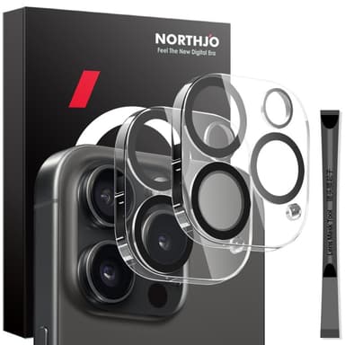 NORTHJO 2-Pack kameralinsedeksel til iPhone 16 Pro/16 Pro Max, herdet glass