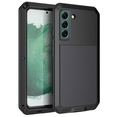 Samsung Galaxy S22 Silikonmetall Hybrid Deksel Herdet Glass Anti-støv