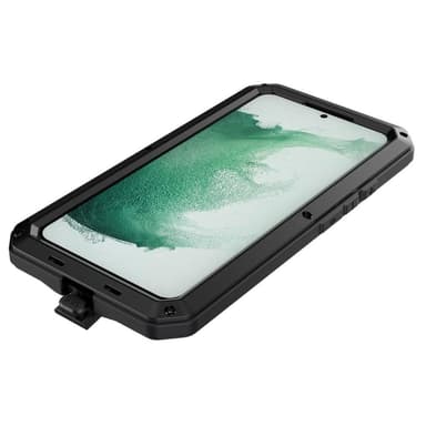 Samsung Galaxy S22 Silikonmetall Hybrid Deksel Herdet Glass Anti-støv