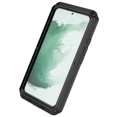 Samsung Galaxy S22 Silikonmetall Hybrid Deksel Herdet Glass Anti-støv