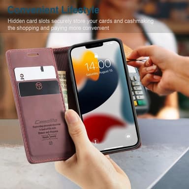 CASEME Lommebok-deksel iPhone 13 - Vinrød