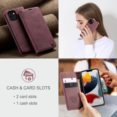 CASEME Lommebok-deksel iPhone 13 - Vinrød