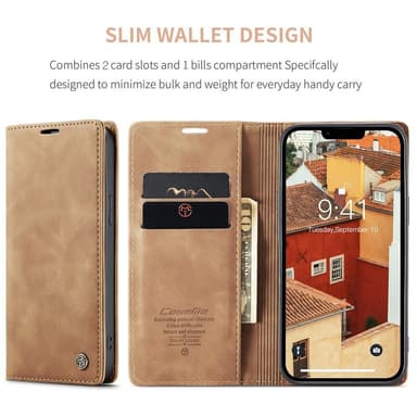 CASEME Lommebok-deksel iPhone 15 - Brun