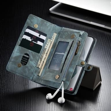 CASEME Samsung Galaxy S21 Ultra Retro Lær Lommebok-deksel - Blå