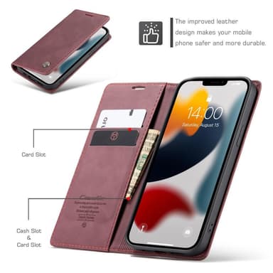 CASEME Lommebok-deksel iPhone 13 Pro - Rød