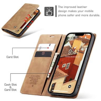 CASEME Lommebok-deksel iPhone 15 - Brun