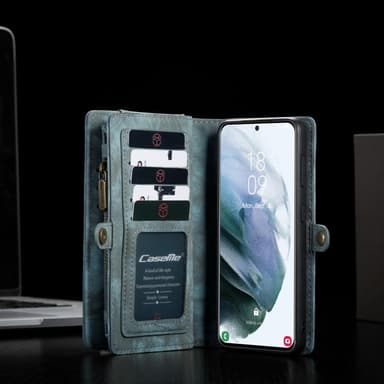 CASEME Samsung Galaxy S21 Ultra Retro Lær Lommebok-deksel - Blå