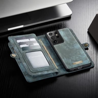 CASEME Samsung Galaxy S21 Ultra Retro Lær Lommebok-deksel - Blå