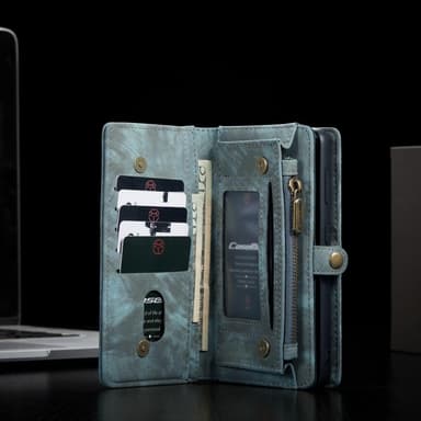 CASEME Samsung Galaxy S21 Ultra Retro Lær Lommebok-deksel - Blå