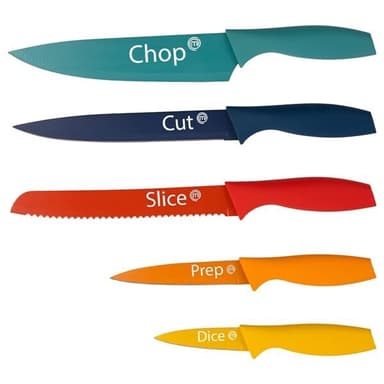 Masterchef Vivid Knivsett med 5 kniver - Fargerik - Kjent fra MasterChef Norge