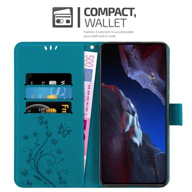 Xiaomi Poco F5 Pro lommebokdeksel Blomster (Blå)
