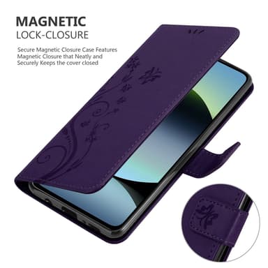 Xiaomi RedMi Note 14 5G lommebokdeksel Blomster (Lilla)