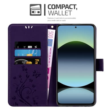 Xiaomi RedMi Note 14 5G lommebokdeksel Blomster (Lilla)