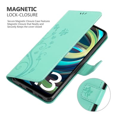 Xiaomi RedMi A3 / A3X lommebokdeksel Blomster (Turkis)