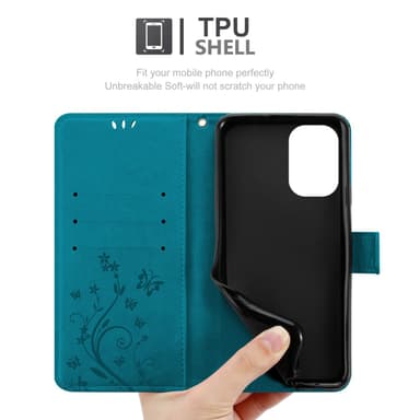 Xiaomi Poco F5 lommebokdeksel Blomster (Blå)