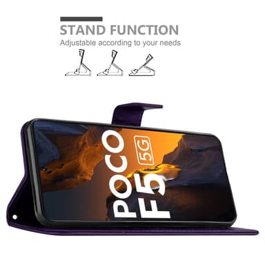 Xiaomi Poco F5 lommebokdeksel Blomster (Lilla)