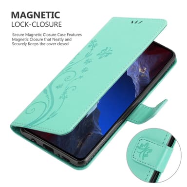 Xiaomi Poco F5 Pro lommebokdeksel Blomster (Turkis)