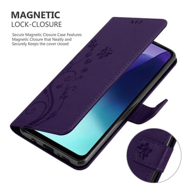 Xiaomi RedMi 14C lommebokdeksel Blomster (Lilla)