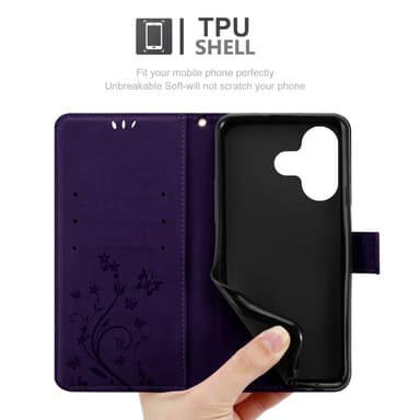 Xiaomi RedMi 13 4G lommebokdeksel Blomster (Lilla)