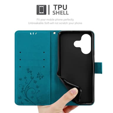 Xiaomi RedMi 13 4G lommebokdeksel Blomster (Blå)