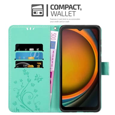 Samsung XCover 7 lommebokdeksel Blomster (Turkis)