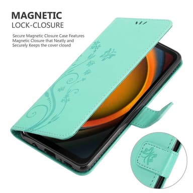 Samsung XCover 7 lommebokdeksel Blomster (Turkis)