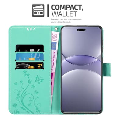 Huawei Nova 13 Pro lommebokdeksel Blomster (Turkis)