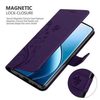 Realme 12 Pro lommebokdeksel Blomster (Lilla)