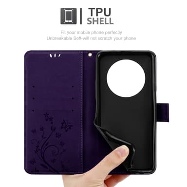 Realme 12 Pro lommebokdeksel Blomster (Lilla)
