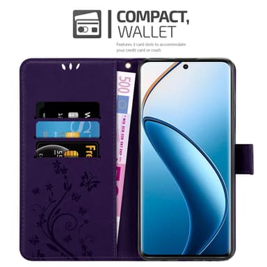 Realme 12 Pro lommebokdeksel Blomster (Lilla)