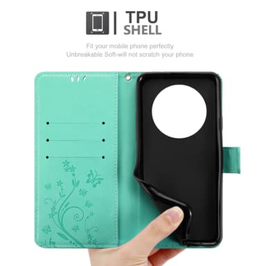 Realme 12 Pro lommebokdeksel Blomster (Turkis)