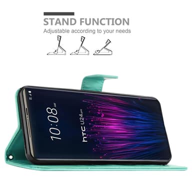 HTC U24 PRO lommebokdeksel Blomster (Turkis)