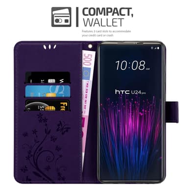 HTC U24 PRO lommebokdeksel Blomster (Lilla)