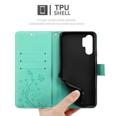 HTC U24 PRO lommebokdeksel Blomster (Turkis)