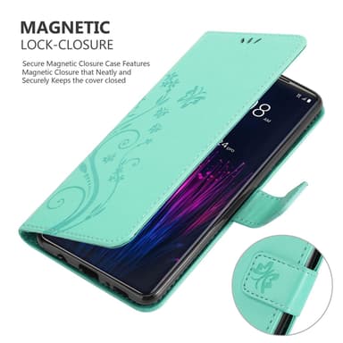 HTC U24 PRO lommebokdeksel Blomster (Turkis)