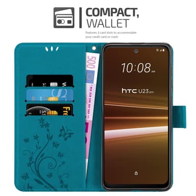 HTC U23 PRO lommebokdeksel Blomster (Blå)