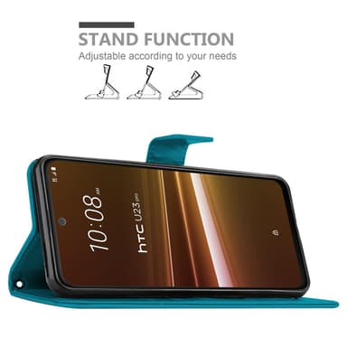 HTC U23 PRO lommebokdeksel Blomster (Blå)