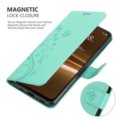 HTC U23 PRO lommebokdeksel Blomster (Turkis)