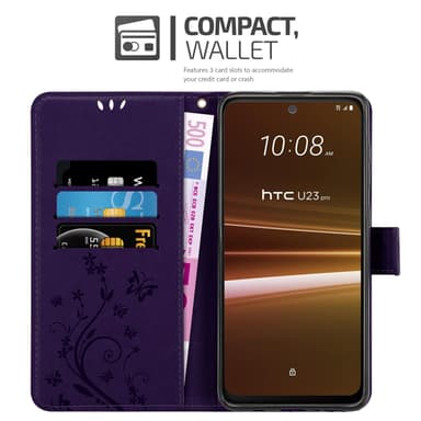 HTC U23 PRO lommebokdeksel Blomster (Lilla)